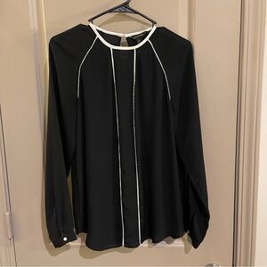 Banana Republic Long Sleeve Top with Piping - Black/White